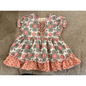 Matilda Jane Girls Mixed Print Floral Polka Dot Ruffle Dress Size 2